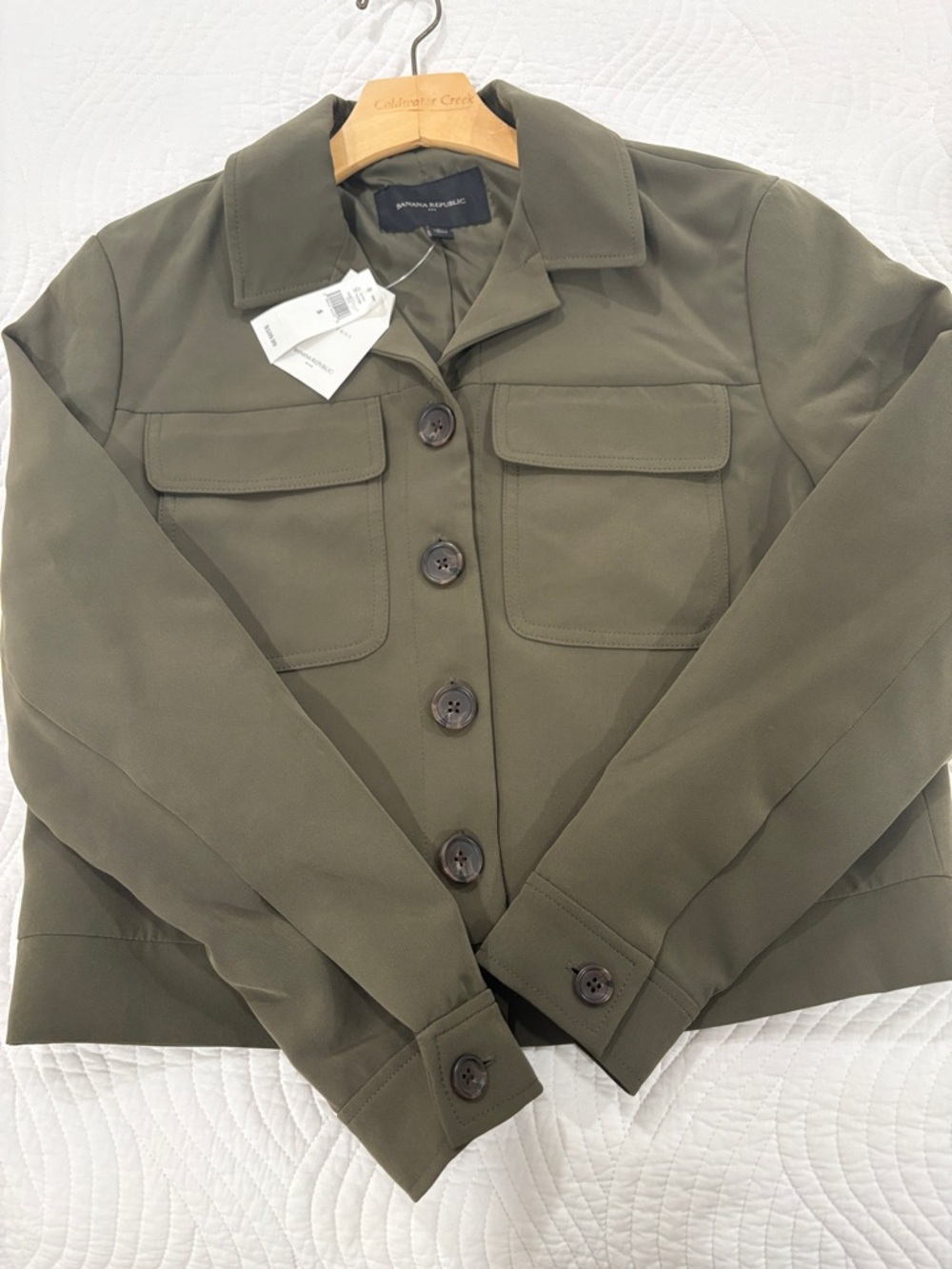 Olive Banana Republic Utility Button-Front Jacket - Picture 4 of 9